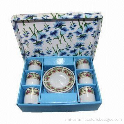 90cc Porcelain Cup and Saucer Set, Microwave/Dishwasher Safe